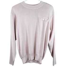 Chaus Size Medium Pink Long Sleeve Crewneck Sweater Button Shoulder Pads…